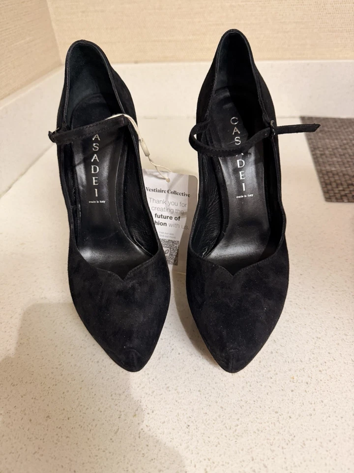 Zapatos de salón Casadei de tacón alto para mujer talla 8 gamuza negra Foto 1 de 4