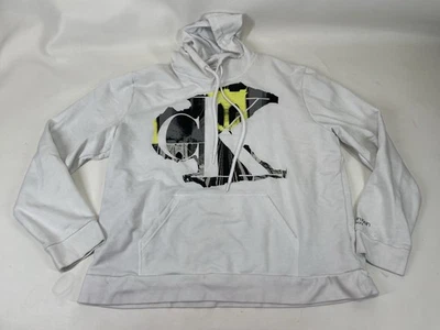Calvin Klein Jeans Graphic Logo Hoodie Sweatshirt Mens Size 2XL White - Image 1 of 4