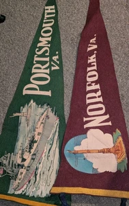 Vintage Felt Pennants Flags Norfolk, Va + Portsmouth, Va. BATTLE - Picture 1 of 4