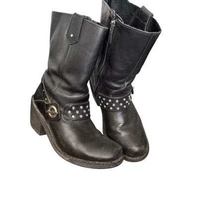HARLEY DAVIDSON Sz 7 Women's Macie 8 Inch Studded Strap Leather Riding Boot Moto - Image 1 of 4