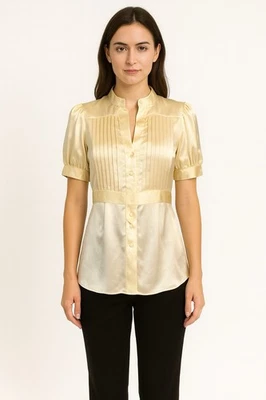 Top BCBGMAXAZRIA Marfil Crema Seda Talla 2 H6 Foto 1 de 4