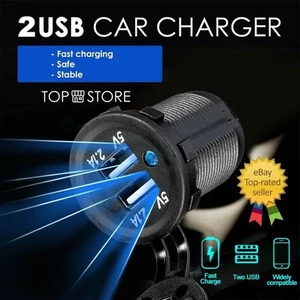 12V/24V Voiture Cigare Allume Prise Double USB Puissance Adaptateur Chargeur - Photo 1 sur 12
