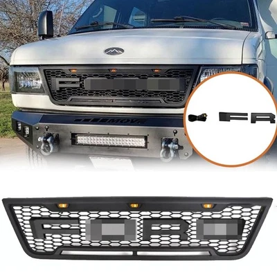 Front Bumper Grill for 2003-2007 Ford Econoline E150 E250 E350 with Amber Lights - Image 1 of 4