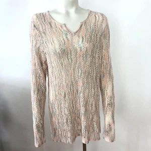 Weiche Umrandung NEU XL Murano transparente Ösen 2FT91 V-Ausschnitt Pullover Sweater rosa - Bild 1 von 11