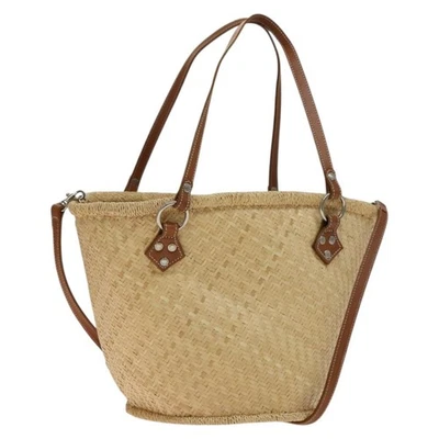 Auténtico bolso de mano BURBERRY etiqueta azul paja 2 vías beige plata yk19134 Foto 1 de 4