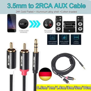 Kabel Premium RCA do Aux 3,5 mm jack audio 2x rca wtyczka na jack - Zdjęcie 1 z 20