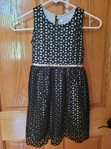 Girls Size Small 6/6x Xhilaration Black Lazer Cute Met Gold Layer Party Dress - Picture 1 of 5