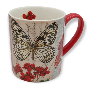 Schmetterling Kaffeebecher Lang Fly Away Kimberly Poloson Blumen rot - Bild 1 von 12