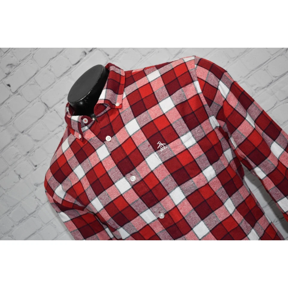 Original Penguin Munsingwear Dress Shirt Men Size 2XL XXL Red White Plaid - Image 1 of 4