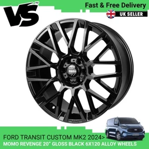 FITS TRANSIT CUSTOM MK2 2024 MOMO REVENGE GLOSS BLACK 9X20" 6X120 LOAD ALLOYS - Picture 1 of 9