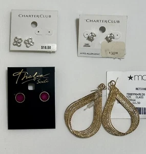 CHARTER CLUB, Thalia Sodi, 4 pairs of Earrings Stud Dangle/Drop/Hook - Picture 1 of 7