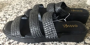 Rouge Helium Black Across Straps Bands Open Toe Platform Women Sandals Size 11 - Picture 1 of 3