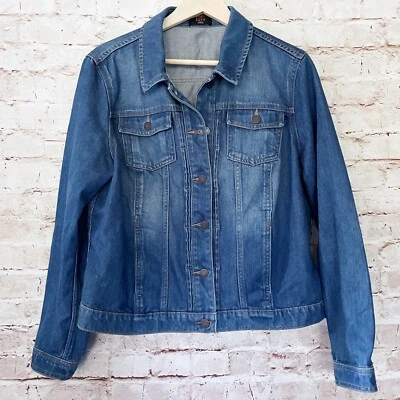 FF Mujer Denim Vaquero Chaqueta Talla 14 US Lavado Medio Foto 1 de 4