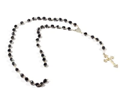 Lote checo vintage hematita metal facetado vidrio cuentas rosario hallazgos Foto 1 de 2