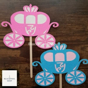Princesa Cake Topper, cumpleaños personalizado color carruaje Disney tema bautizo 3 - Imagen 1 de 10
