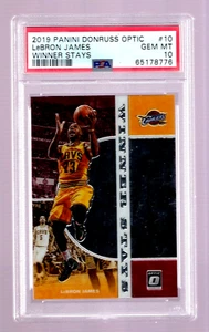 2019 PANINI DONRUSS OPTIC BASKETBALL CARD #10 LEBRON JAMES PSA 10 WINNER STAYS - Picture 1 of 5