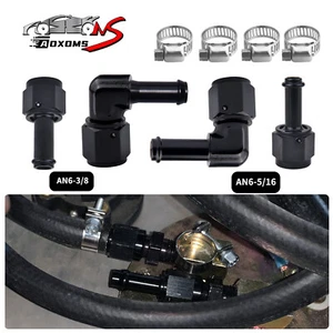 90 degrés et droits AN6 femelle vers 3/8" 5/16" tuyau pivotant adaptateur barbe - Photo 1/17