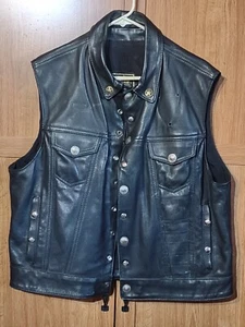 Motorcycle leather vest: US Made Co. biker men's club black, size XXL - Picture 1 of 13
