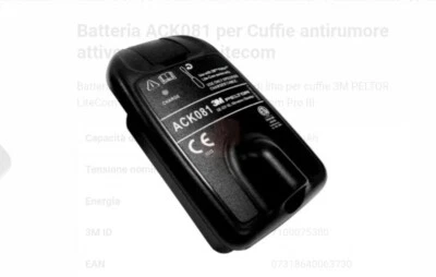 Batteria ACK081 per Cuffie antirumore attive 3M Peltor