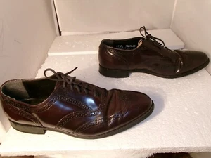 Vintage Nunn Bush Dress Shoes Burgundy Leather Wingtip Oxfords Men Size 10 D - Picture 1 of 14