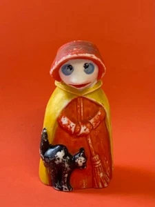 Vintage Halloween Hand Painted Bisque Witch w Black Cat Broom Germany 1930s RARE - Picture 1 of 8