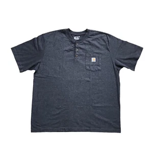 Carhartt Pocket T-Shirt Herren 2XL Kurzarm Henley Tee Shirt Loose Fit Dk Grau - Bild 1 von 13