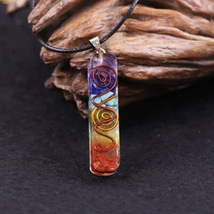 7 Chakra Natural Stone Orgone Pendant Orgonite Unisex Healing Reiki Necklace - Picture 1 of 5