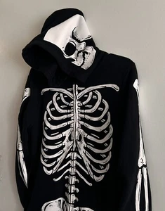 Skeleton Halloween Costume Outfit Pajama Full Body Youth By H&M Size 14Y - Picture 1 of 15