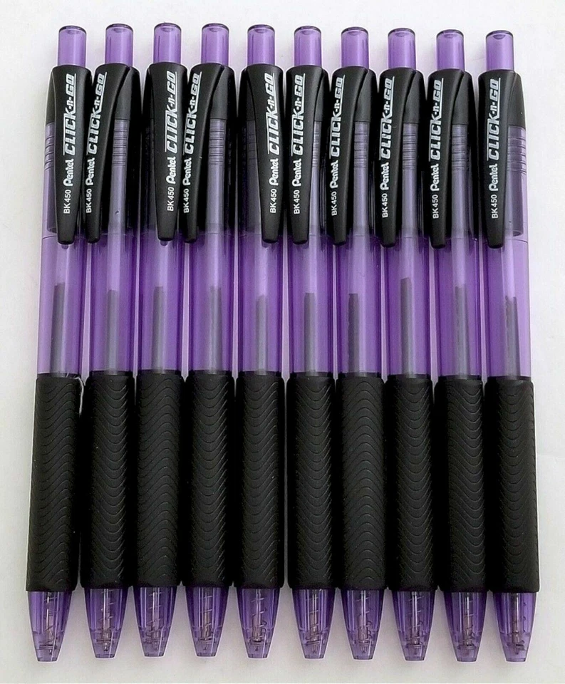 NEW Pentel Click-N-Go Ballpoint Pen Violet Barrel Black Ink BULK 144-pcs BK450V - Image 1 of 3