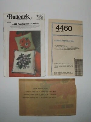 Vtg Butterick Pattern 4460 Needlepoint Transfers For Pillows Flowers Uncut  - Image 1 of 4