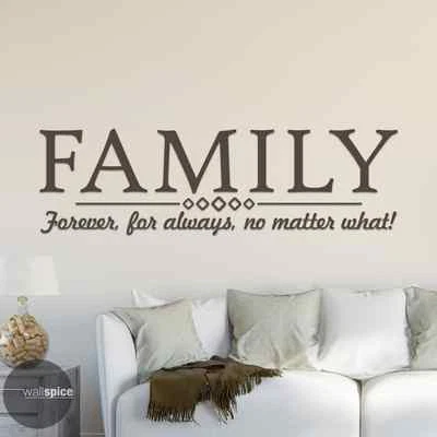 Calcomanía adhesiva de pared de vinilo Family Forever For Always No Matter What Foto 1 de 3
