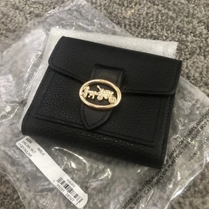 Coach Georgie kleine Geldbörse Kiesel Leder IM/Schwarz 6654 Brandneu - Bild 1 von 10