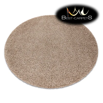 Amazing Modern Rug shaggy "SOFFI" 5cm, circle, single-colour, BEIGE High Quality - Image 1 of 4
