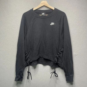 Nike Womens Black Lace-Up Hem Crewneck Sweatshirt 1X - Picture 1 of 7