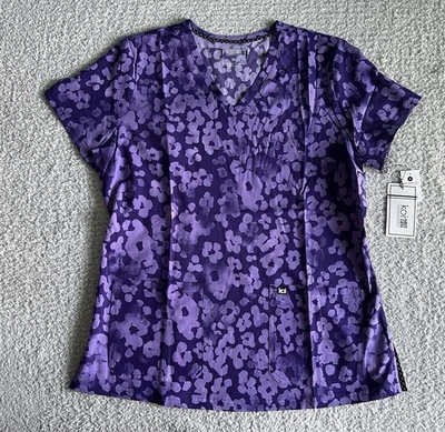 Koi Next Gen Scrub Top Women’s Medium Early Energy Cheetah Grape Stretch Nursing - Image 1 of 4