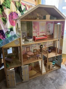 KidKraft Wooden Dolls House and Furniture Set - Picture 1 of 5
