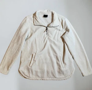 32 Degrees Heat Fleece Pullover Jacket Womens Sz M Cream 1/4 Zip Collar - Picture 1 of 7