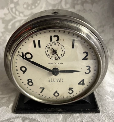 Antiguo reloj despertador Westclox Big Ben 1939 estilo 5A negro y níquel - funcionando Foto 1 de 4