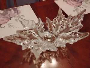 LALIQUE FRANCE CHAMPS ELYSEES GROSSE BLATT KRISTALL SCHALE 18" - Bild 1 von 4