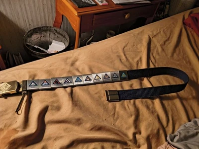 NEW Cub Scout Belt Navy Blue 54" Long Cut-It-Fit One Size With 11 Metal Badges - Image 1 of 4