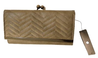 NEW Atmosphere Grey Faux Leather Quilted Flap Bifold Purse w/ Clasp - Image 1 of 4