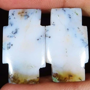 39.65 CT Natural Dendrtic Agate Pair Fancy Shape Loose Gemstone 14x25x5 mm sr_48 - Picture 1 of 6