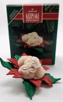 Hallmark Keepsake Adorno de Navidad "Gentle Dreamers" Clip en conejitos bebé 1990 Foto 1 de 2