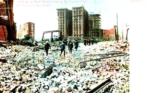 Postal vintage - Post St. mostrando St. Francis Hotel, San Francisco, CA - Imagen 1 de 2