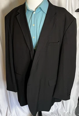 JF J Farrar Black Polyester Bl 2 Button Single Vent Sport Coat Jacket 4XL 58/60 - Image 1 of 4