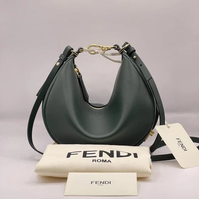 Fendi Mujer Fendigrafía Mini Bolso de Mano Bandolera Bolso sin asas Cuero Verde Oscuro Foto 1 de 4