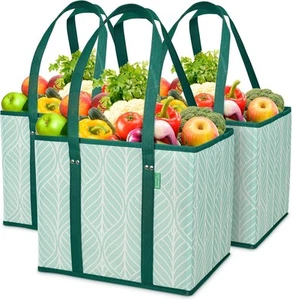 Reusable Grocery Bags (3 Pack) – Heavy Duty Shopping for Green  - Picture 1 of 6