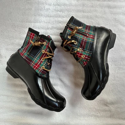 Botas J.Crew Sperry Agua Salada Cuadros Azul Marino Talla 6M Impermeable Goma J9516 Nuevas sin Etiquetas Foto 1 de 4