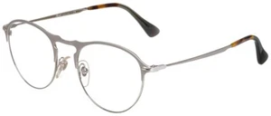 PERSOL METAL AVIATOR MATTE SILVER TORTOISE GREY EYEGLASSES PO7007V 1068 NEW 49  - Picture 1 of 9
