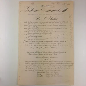 Décret Signé Par V. Emanuele III Roi D'Italie Et Contresigné Par B. Mussolini - Picture 1 of 3